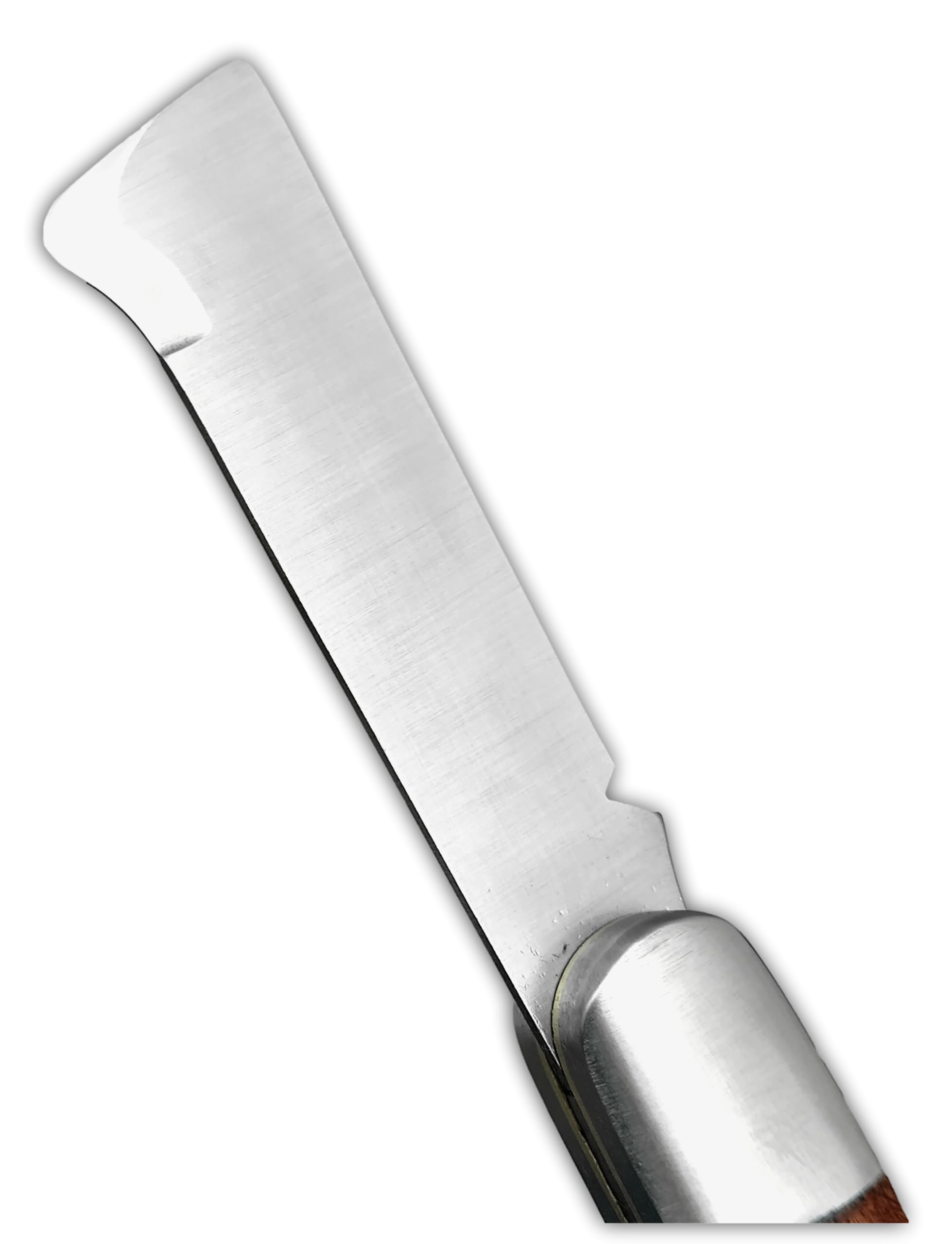 DUE BUOI 203L Coltello da Innesto Professionale Alberi da Frutto e Giardinaggio Manico in Mogano e Lama in Acciaio al Carbonio Böhler K720