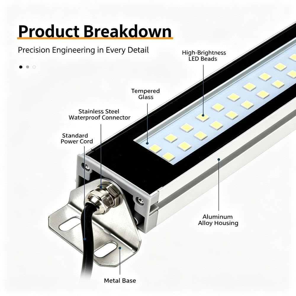Tubo de luz LED for taller de 24V/220V, Luz de Trabajo de Máquina CNC