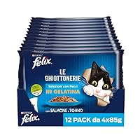 FELIX Le Ghiottonerie - Cibo Umido Gatto Adulto, Bocconcini in Gelatina con Salmone