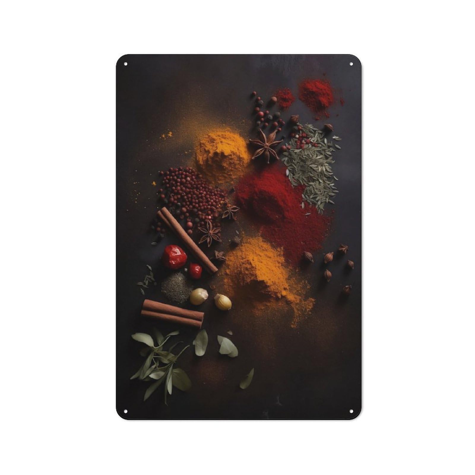 Junmoney Red And Orange Spices Rustic Metal Sign 30X20cm Featuring For Garage Wall, Suited To Garage Decor Collectors
