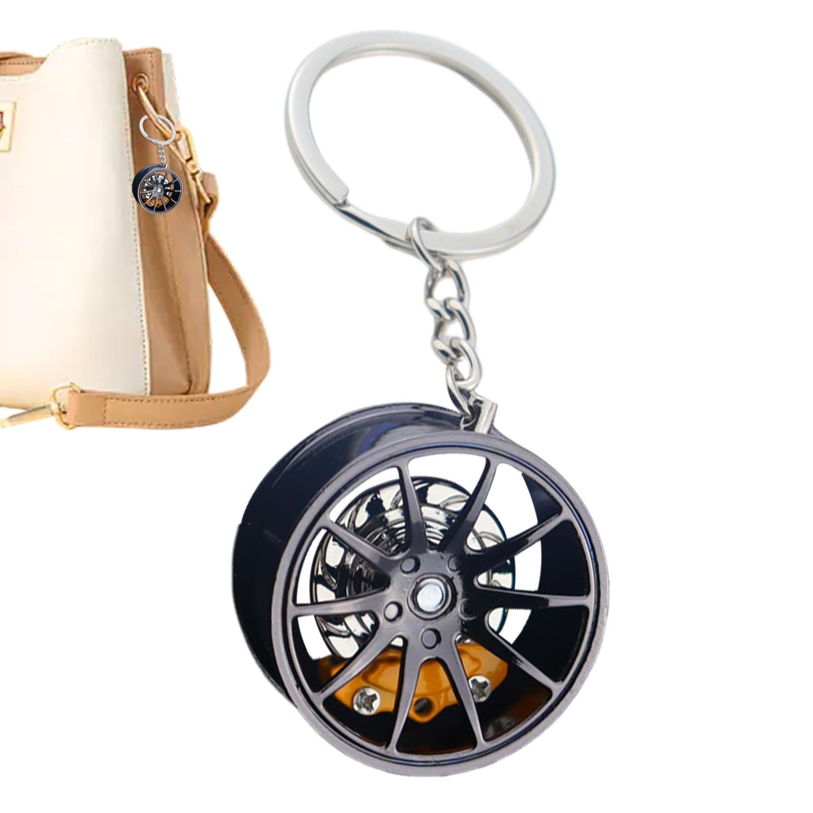 Metal Wheel Tire Rim Keychain | Auto Hub Keyring Interior Decoration for Men