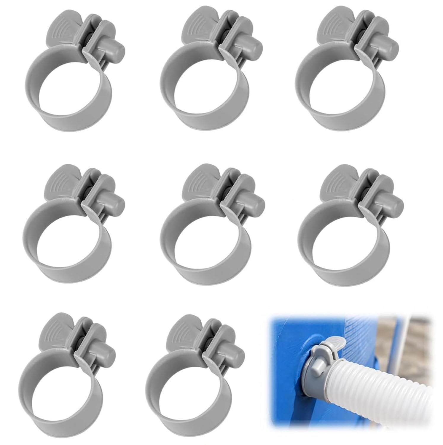 8 szt. regulowanych opasek zaciskowych do basenu, 32-38 mm, regulowane opaski zaciskowe, plastikowe opaski zaciskowe, do domu, podwórza, tarasu, na zewnątrz, do ogrodu, przemysłu