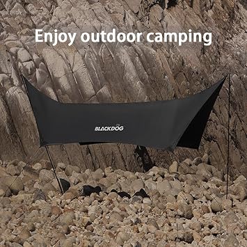 Blackdog 6-10 Person Camping Tent Tarp with Poles, 18x9.5FT Camping Awning