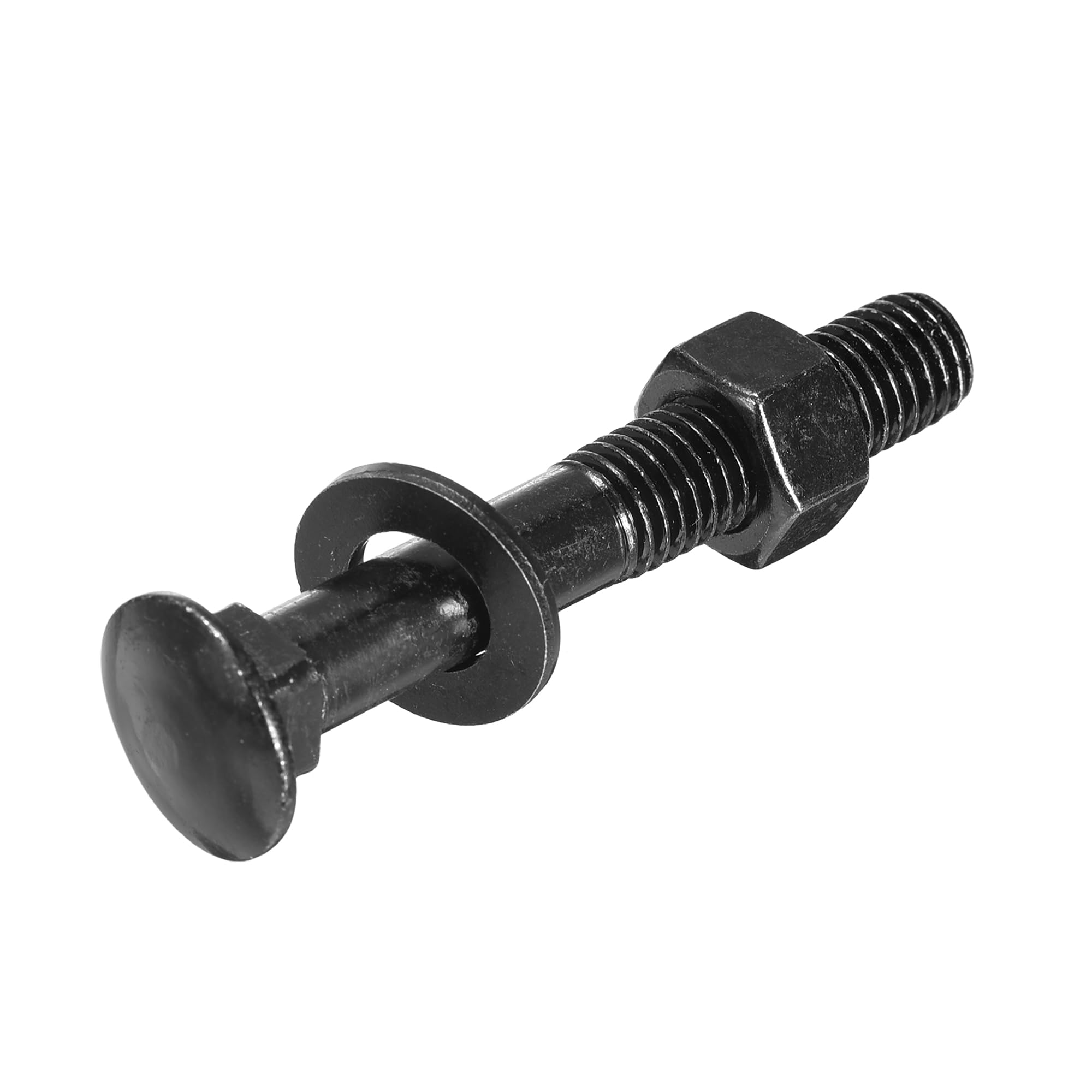 sourcing map Bulloni a testa quadrata M12 x 75 mm con dadi e rondelle, 24 viti in acciaio inossidabile 304 a testa tonda a collo quadrato, nero