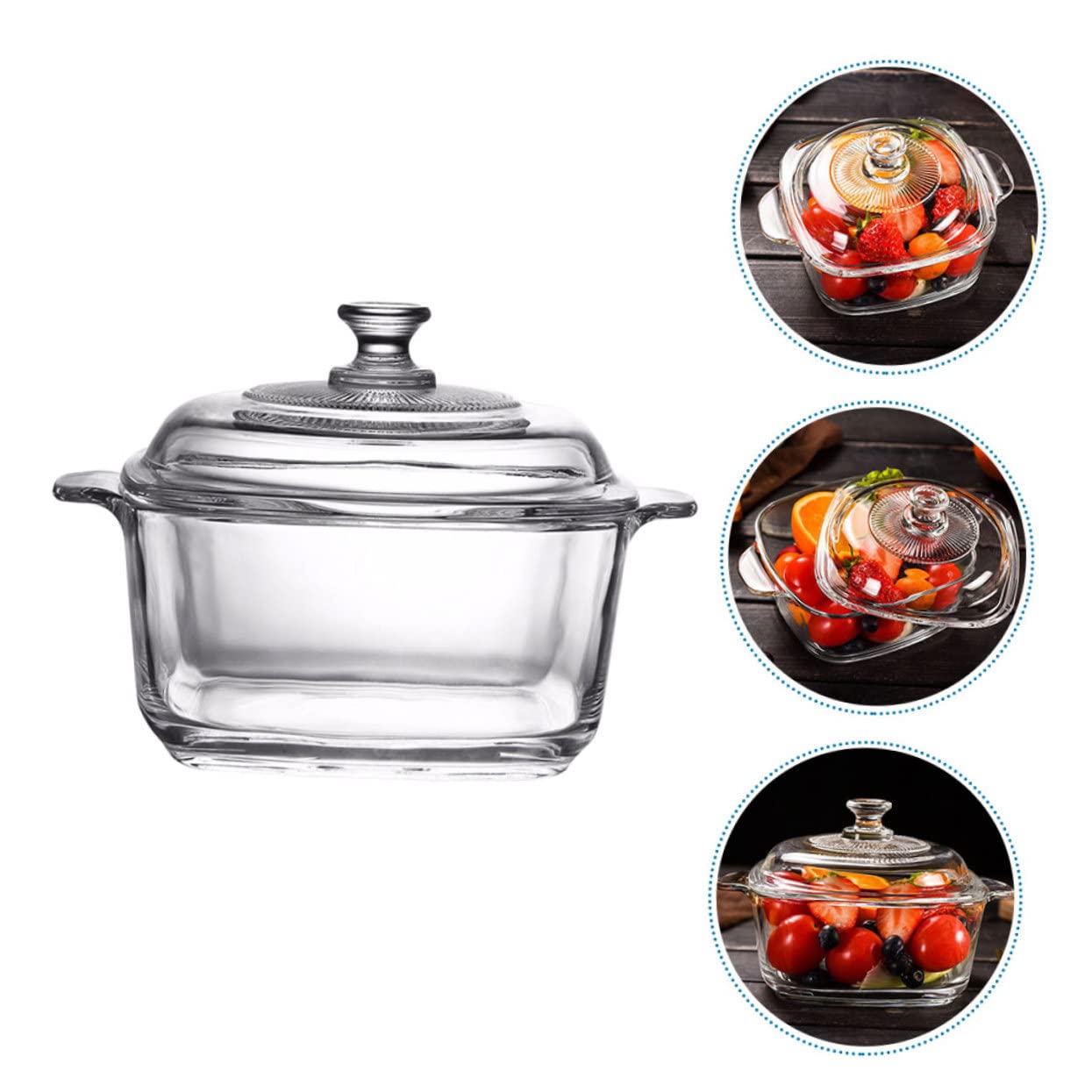 Cabilock 1l Glasschüssel Mit Deckel Transparent Hitzebeständiges Glas Mikrowellengeeignet Für Salate Und Suppen Geschirrspülmaschinenfest