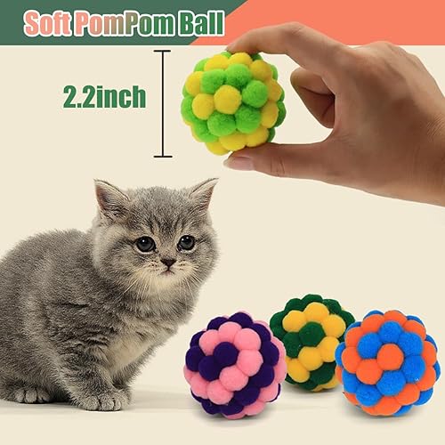 Miniatura 6 de Pelotas de juguete para gatos, bolas suaves y peludas de 2 pulgadas, paquete de 6 bolas de juguete para gatos