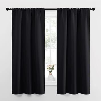 NICETOWN Black Out Curtain Panels for Kitchen - Energy Smart Decoration Thermal Insulating Blackout Drapes/Draperies for Small Window 2 Panels, 34 inches Wide by 63 inches Long