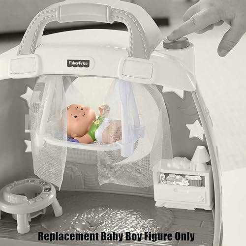 Miniatura 3 de Pieza de repuesto para el juego de guardería Fisher-Price Little People Cuddle 'n Play - GKP70  Figura de bebé niño  Cabello rubio  Camisa verde con