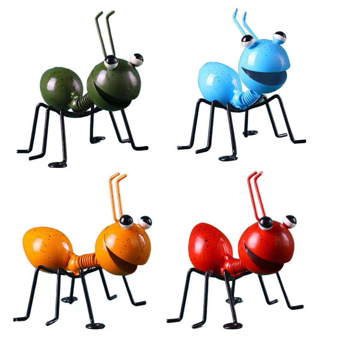 Otbushit Garden Art Metal Sculpture 4PCS 3.9x3.3x3.9 in, Ant Ornament Colorful Cute Insect for Hanging Wall Art Garden Lawn Decor Indoor Outdoor