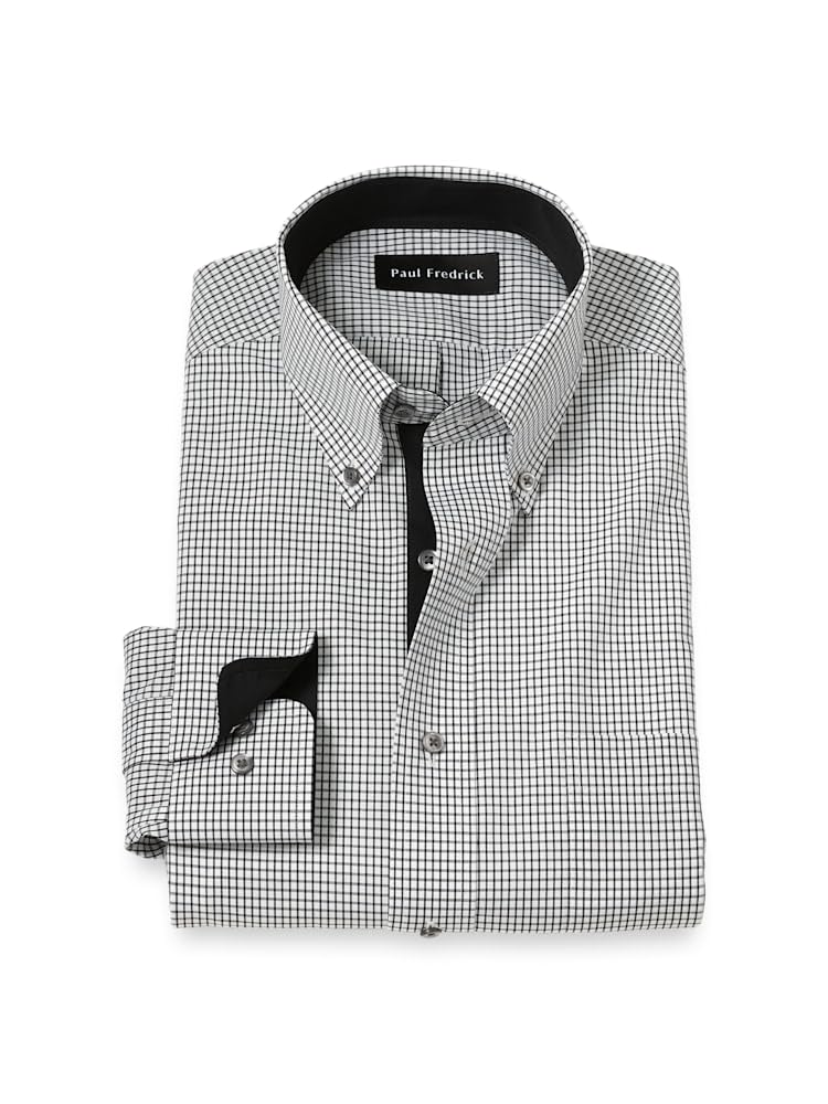 Paul Fredrick Men's Classic Fit Non-Iron Cotton Check Dress Shirt