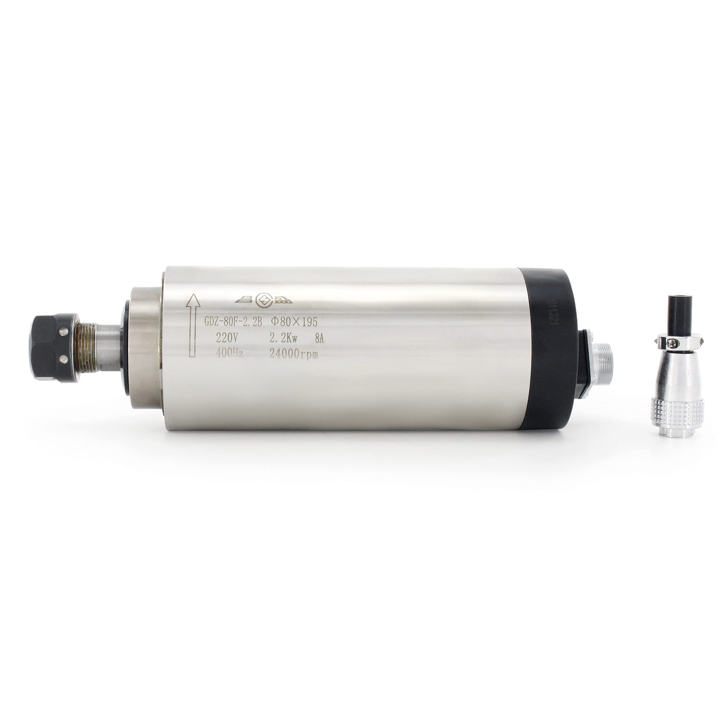 RATTMMOTOR CNC Spindle 2.2KW Air Cooled Spindle Motor 220V 80mm Motor ER20 Collet 3HP 24000RPM High Speed Spindle 8A 400Hz for CNC Router Engraver Milling Machine