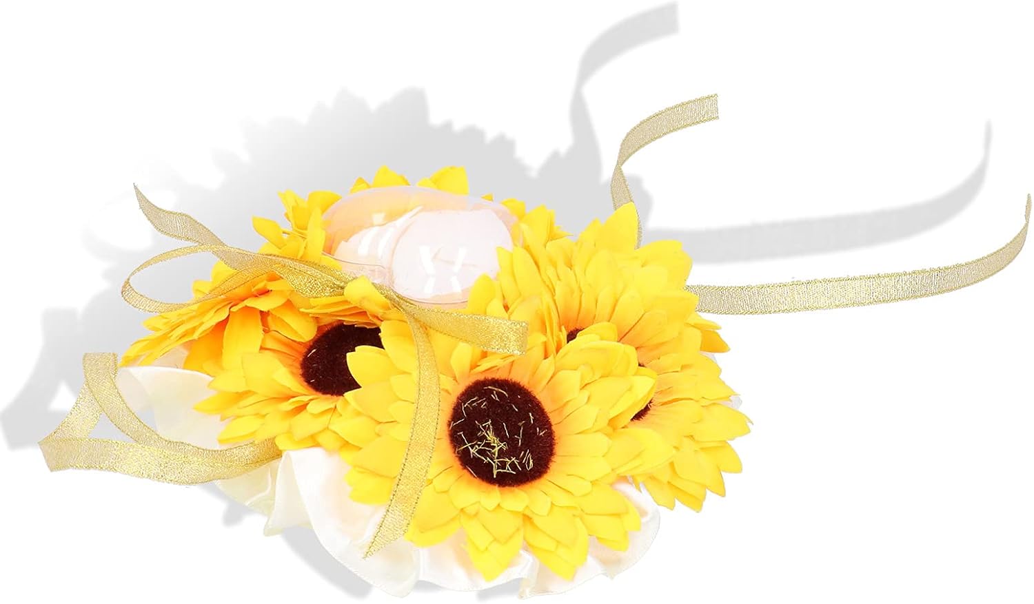 Sunflower Rings Pillow, W Ceremony Cushion with Heart Shape Case for Party Annual Banquets