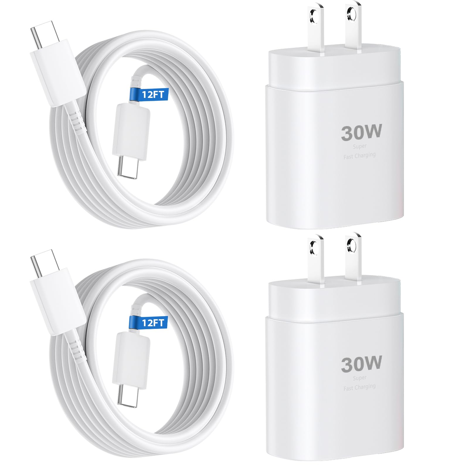 Phone 17 16 15 Charger Fast Charging,30W USB C Phone 17 16 15 Pro Max Charger Block & 12FT Long Type C Cable Cord for i.Phone 17/17 Air/17Pro/17Pro Max/16/16Pro/16 Pro Max/15/15 Pro Max,White