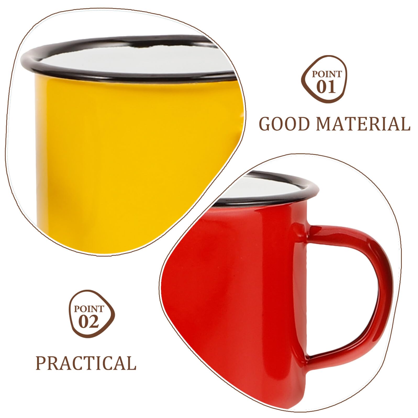 Mipcase Tazas de Café Esmaltadas Diseño Clásico y Fácil de Limpiar Juego de 4 Vintage de 350ml Adecuado para Camping y Uso Portátil en Exteriores