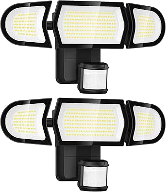 100W LED Motion Sensor Security Light - 2 Pack Super Bright Outdoor Floodlight With Dusk To Dawn