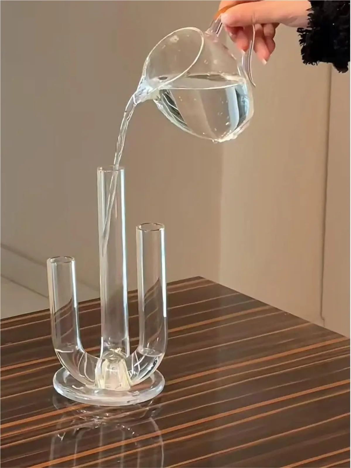 Vase Hydroponique Verre Vase à Fleurs en Verre Artistique, Tuyau courbé, récipient de hydroponique Petit diamètre, Accessoires décoration Simples for Salon(4-Section Elbow Vase)