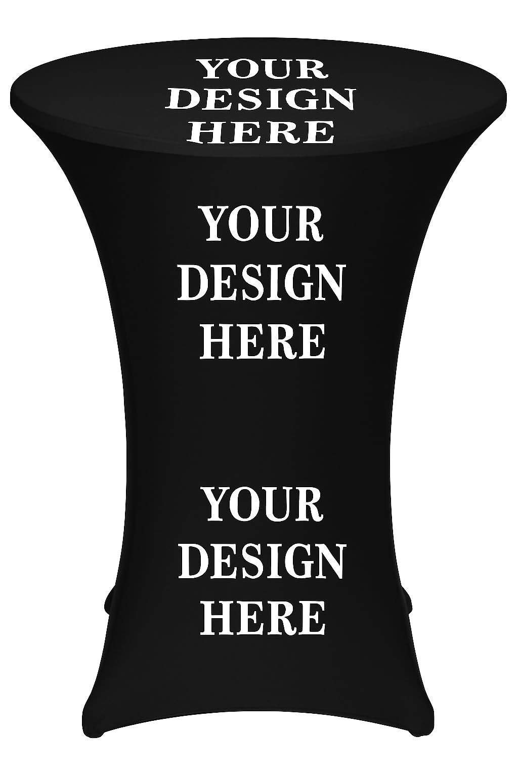 T-SHIRT DESIGN STUDIO-Personalised Spandex Tablecloth with Your Logo or Text-Custom Table Banner Cover For Trade Shows, Business Events (Black - Round Cocktail Tablecloth Cover, 60CM)