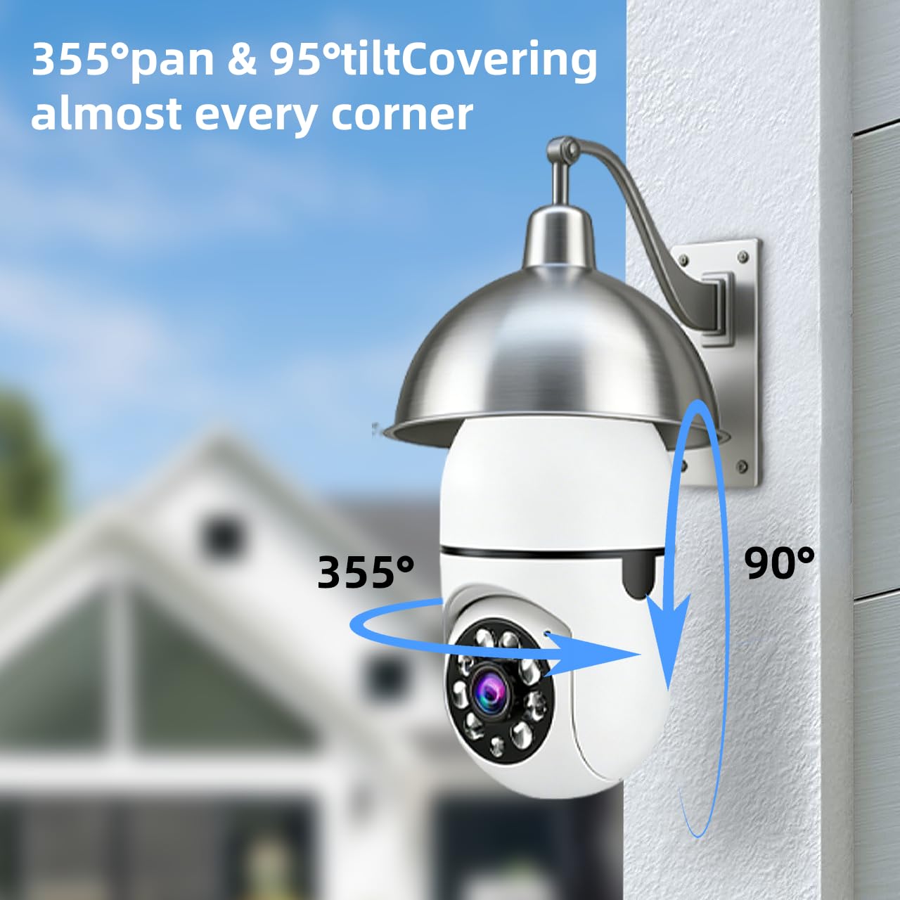 Hawkray Sicherheitskamera Mit Glühbirne, Und 2,4 Ghz, WLAN, 2 K, 3 MP, Kabellose Überwachung Für Den Außenbereich, Bewegungserkennung 911-Alarmüberwachung, Offene KI-Fähig, US-Lokale