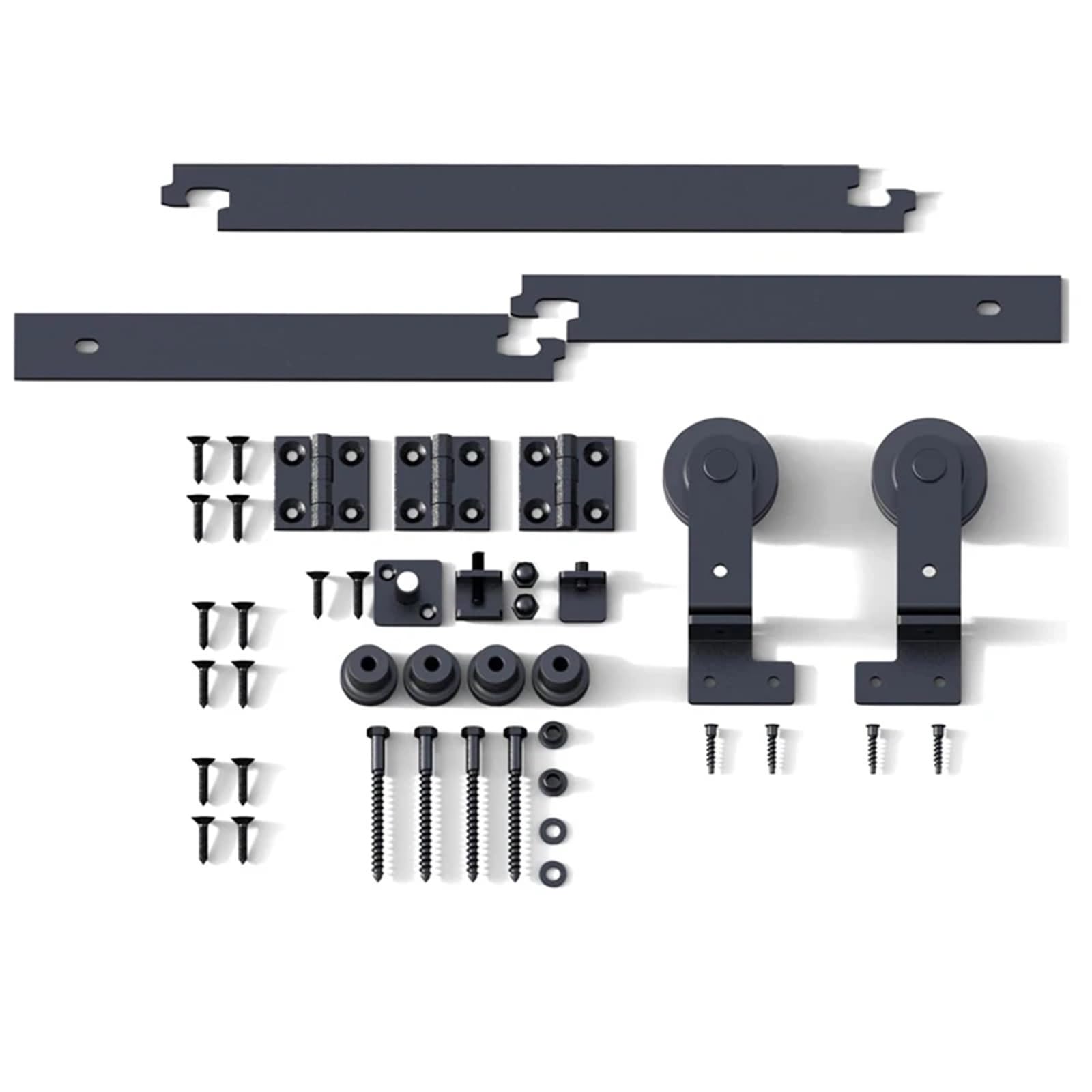 Barn Door Sliding Kit, 6/6.6 Foot Double Folding Sliding Door Kit, 2 Hardware System(183CM 6FT Rail Kit)
