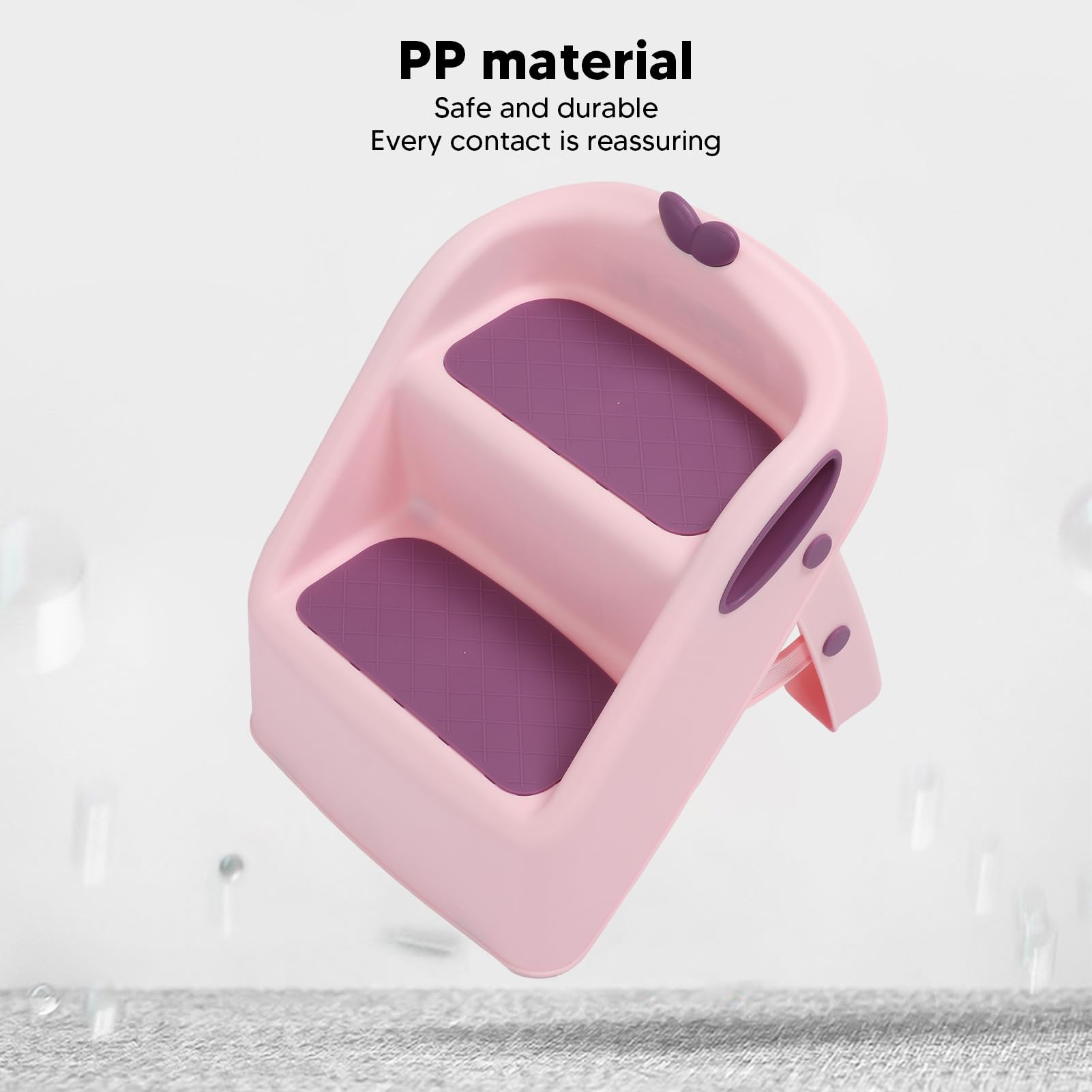 Cryfokt Taburete de Entrenamiento para IR Al Baño, 3 en 1, Seguro, Plegable, Taburete de Lavabo de 2 Escalones para Bebés, Baño de Plástico Amarillo para Niños Pequeños (Rosado)
