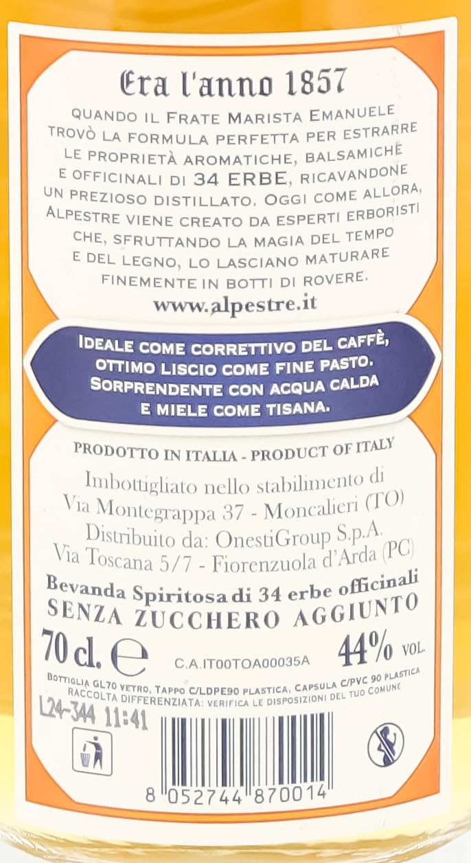 Distillato di erbe Alpestre CL.70