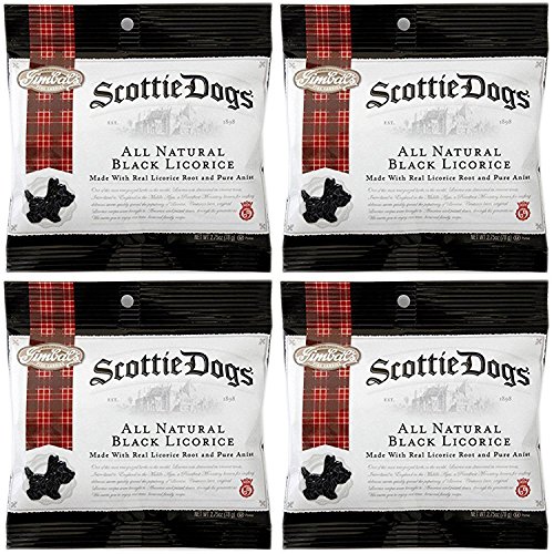 Gimbal's Fine Candies All Natural Black Licorice Scottie Dogs 2.75 oz Bags (Pack of 4)