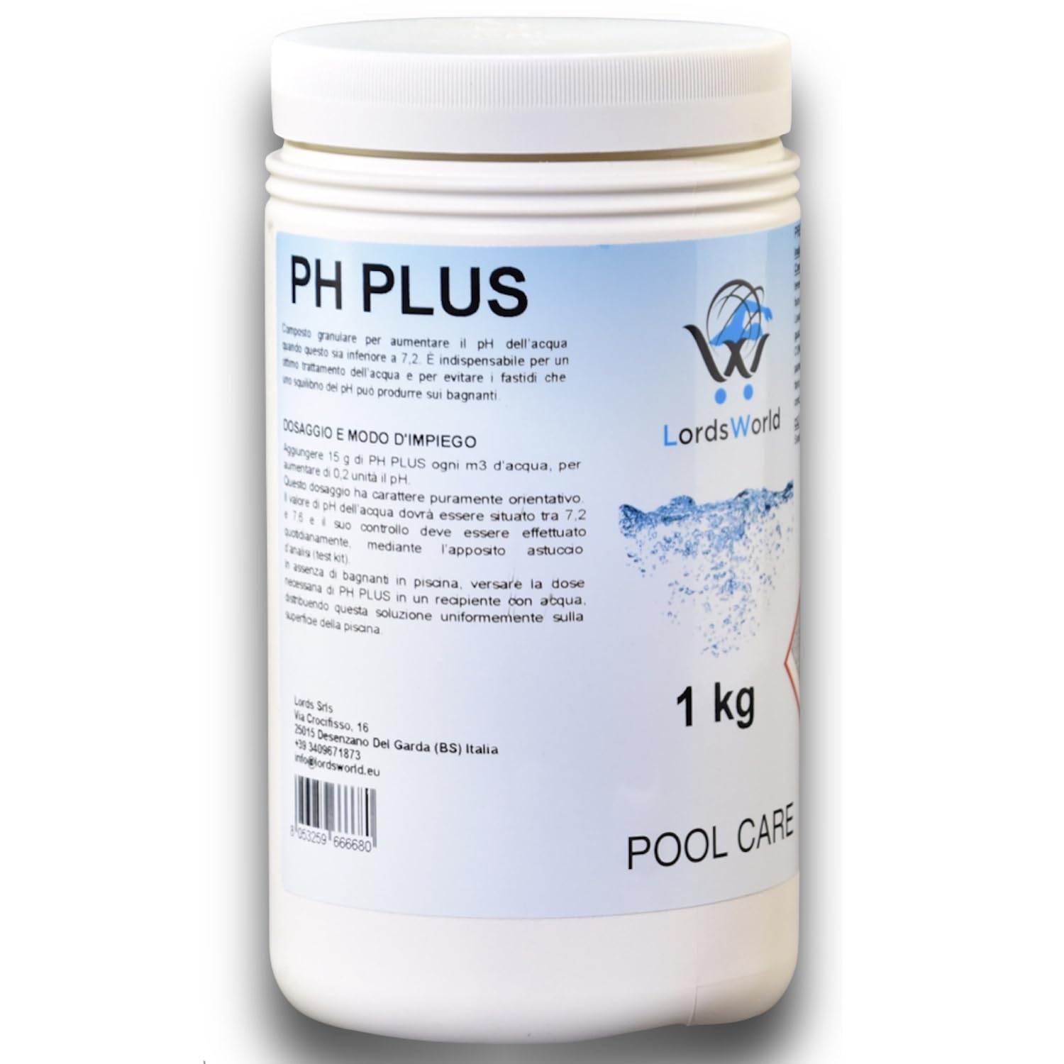 LordsWorld PH Minus Granulare 5kg | Correttore Di PH Per Piscina, Spa E Jacuzzi - Abbassa Il PH E Stabilizza L'Acqua, Prodotto Italiano