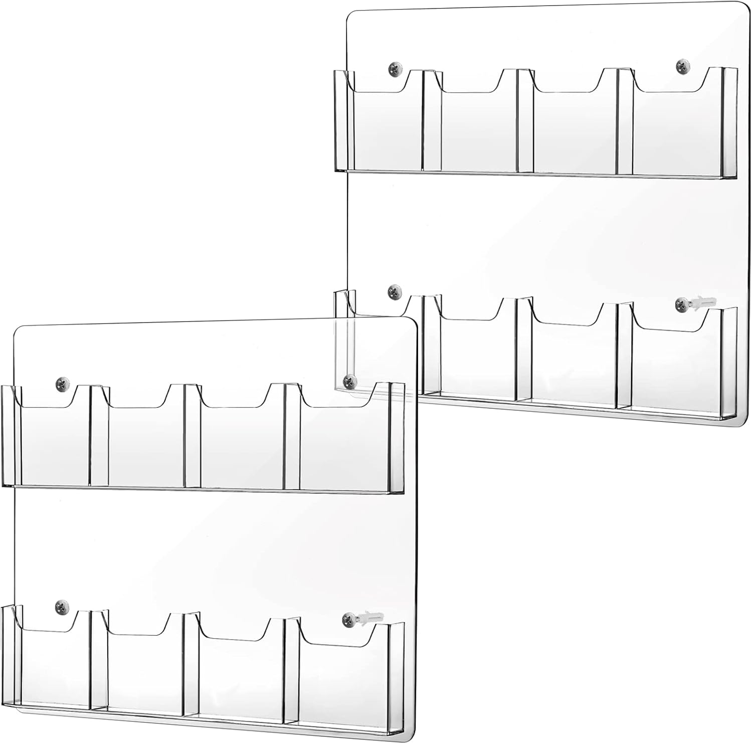 2 Pack Acrylic Brochure Pamphlet Holder Wall Mount Clear Brochure