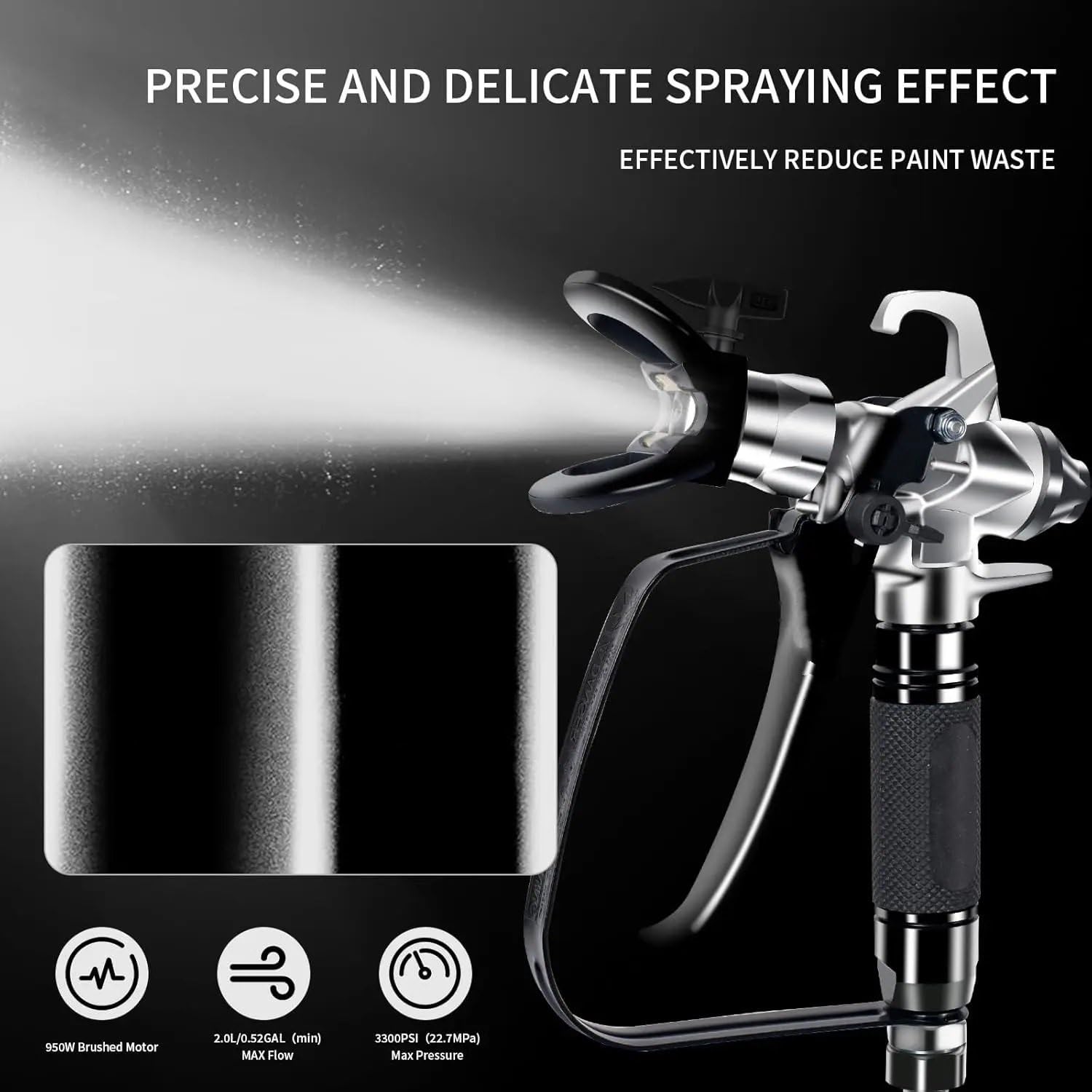 Pistolet Peinture Electrique Pistolet Peinture Car Pulvérisateur Peinture sans Air, Pulvérisation Peinture Haute Efficacité 3300Psi, Aucune Dilution Requise, Adapté À Un Usage Domestique