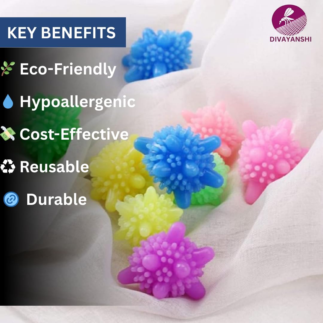 Divayanshi Laundry Balls for Washing Machine | Reusable Eco-Friendly Fabric Softener Dryer Balls | Reduces Lint & Wrinkles | Non-Toxic Cleaning Ball for Clothes, Plant use, Pets – Pack of 15 3