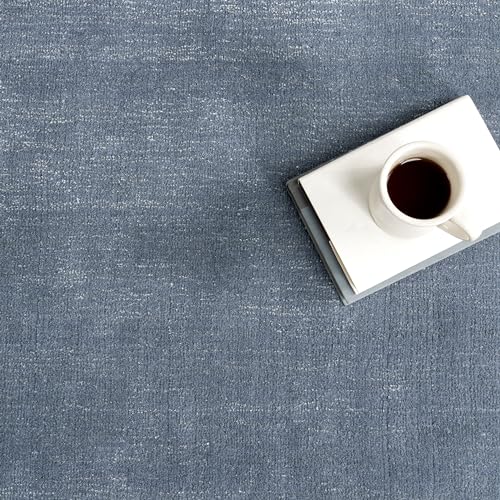 Image of Nuloom Speckled Denim Solid Flatweave Wool Runner Rug, 2' x 8' | Nuloom Speckled Solid 2' x 8' Wool Runner Rug for Living Room Bedroom Dining Room Entryway Hallway, Denim