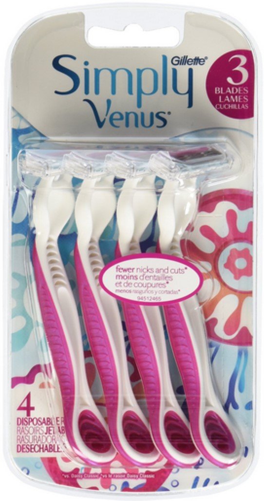 Gillette Simply Venus 3 Blade Disposable Razors 4 Each (Pack of 9)