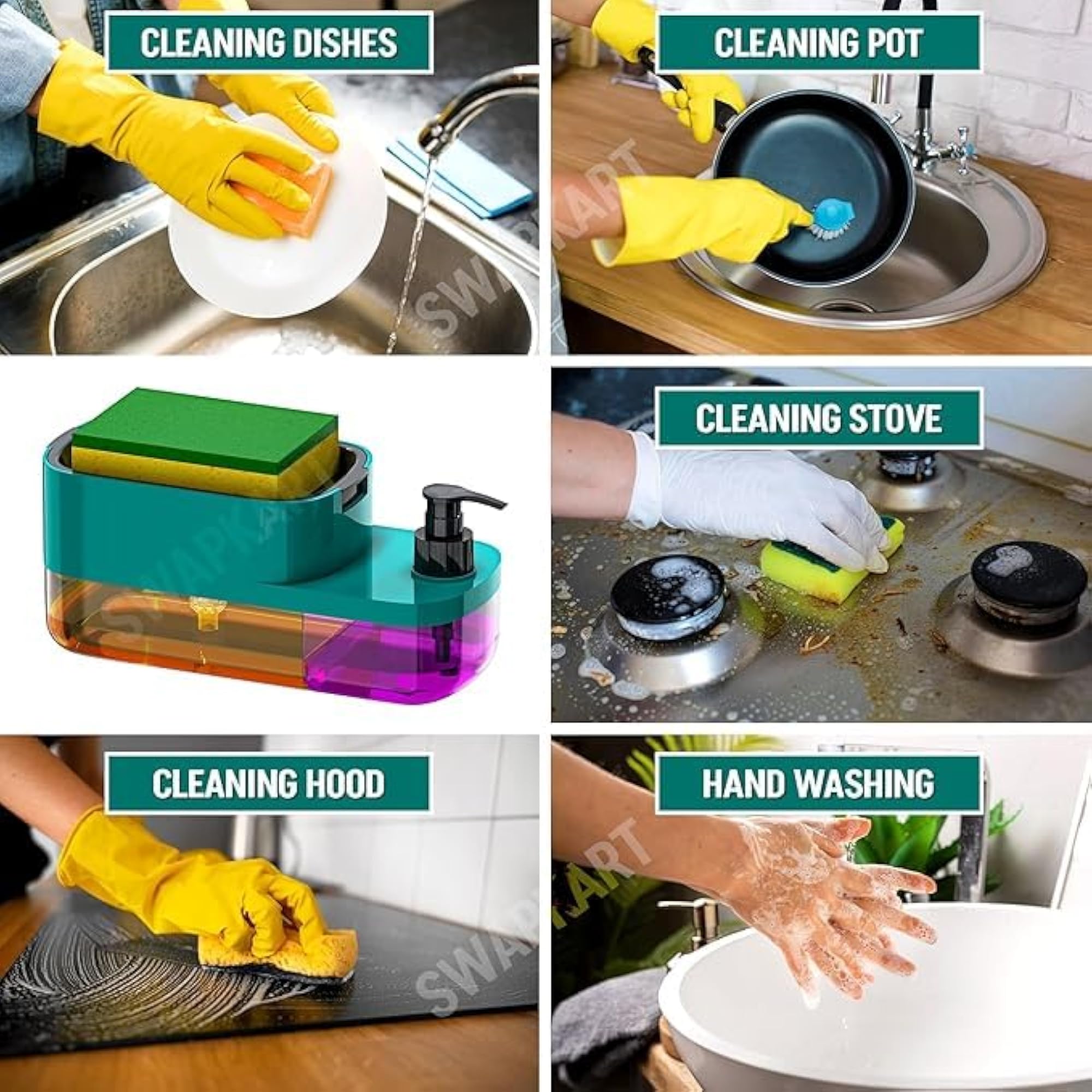 Soap Dispenser and Sponge Holder 2 in 1, Home & Kitchen