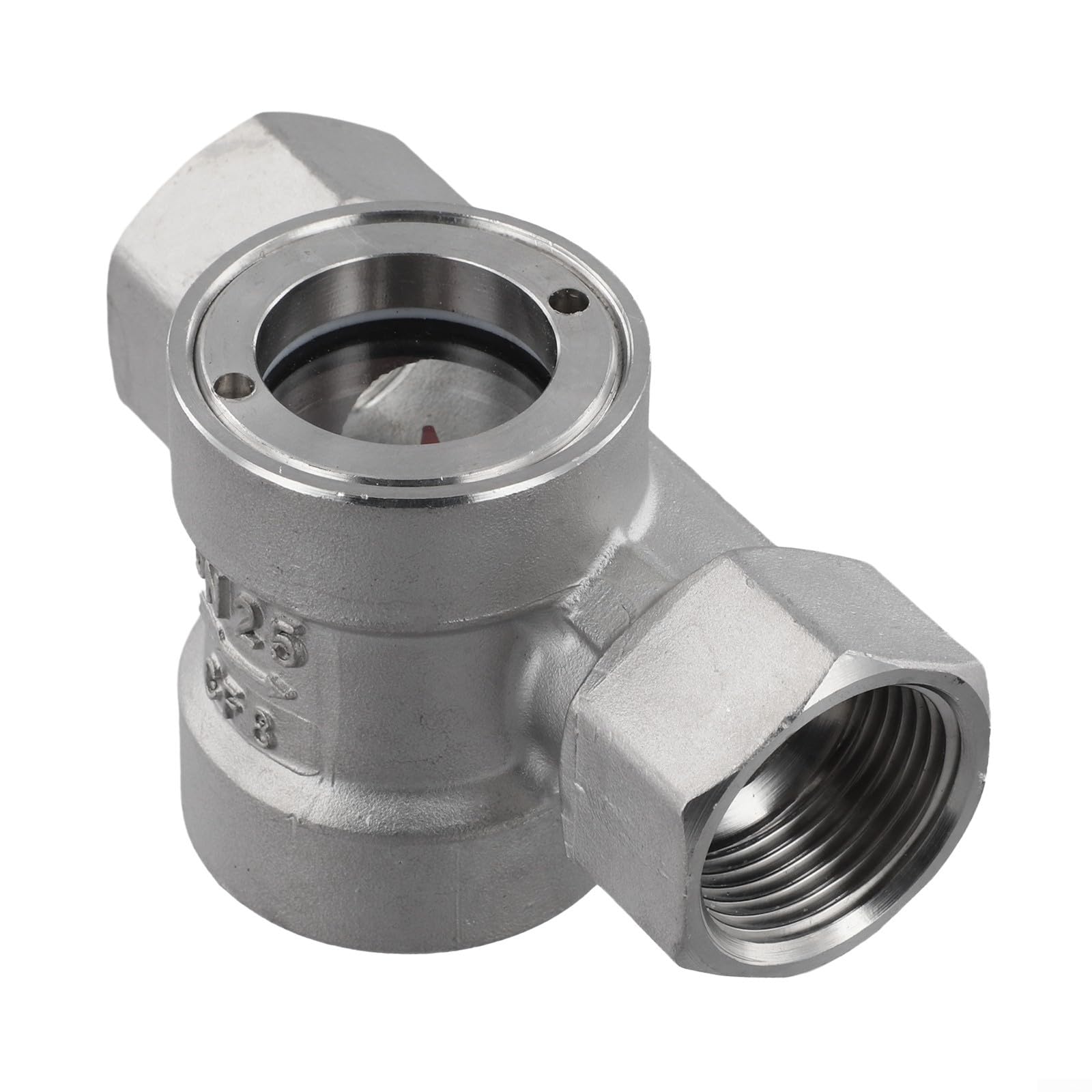 Indicateur de débit d'eau en acier inoxydable 304, verre de visée de tuyau fileté, visualiseur de débit à turbine, jauge de débit DN10 DN50, débitmètre alcalin acide (DN25)