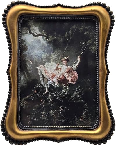 Marco de fotos vintage de 5 x 7 pulgadas, marco de fotos adornado de bronce antiguo, para mesa y pared, decoración retro decorativa del hogar,