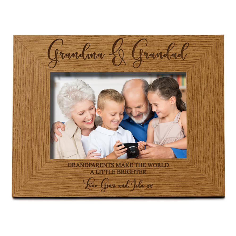 Ukgiftstoreonline No Personalisation Personalised Grandma And Grandad Wooden Photo Frame Gift (5 X 7 Inch)