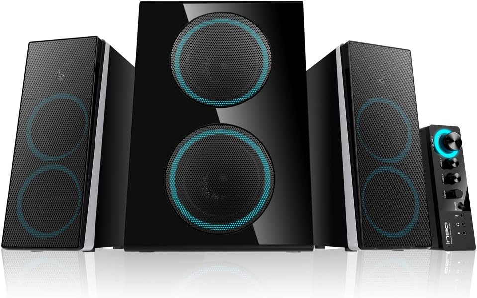 ineo Wooden 2.1 Gaming/PC Speakers with Subwoofers and Individual Control Box (W602)