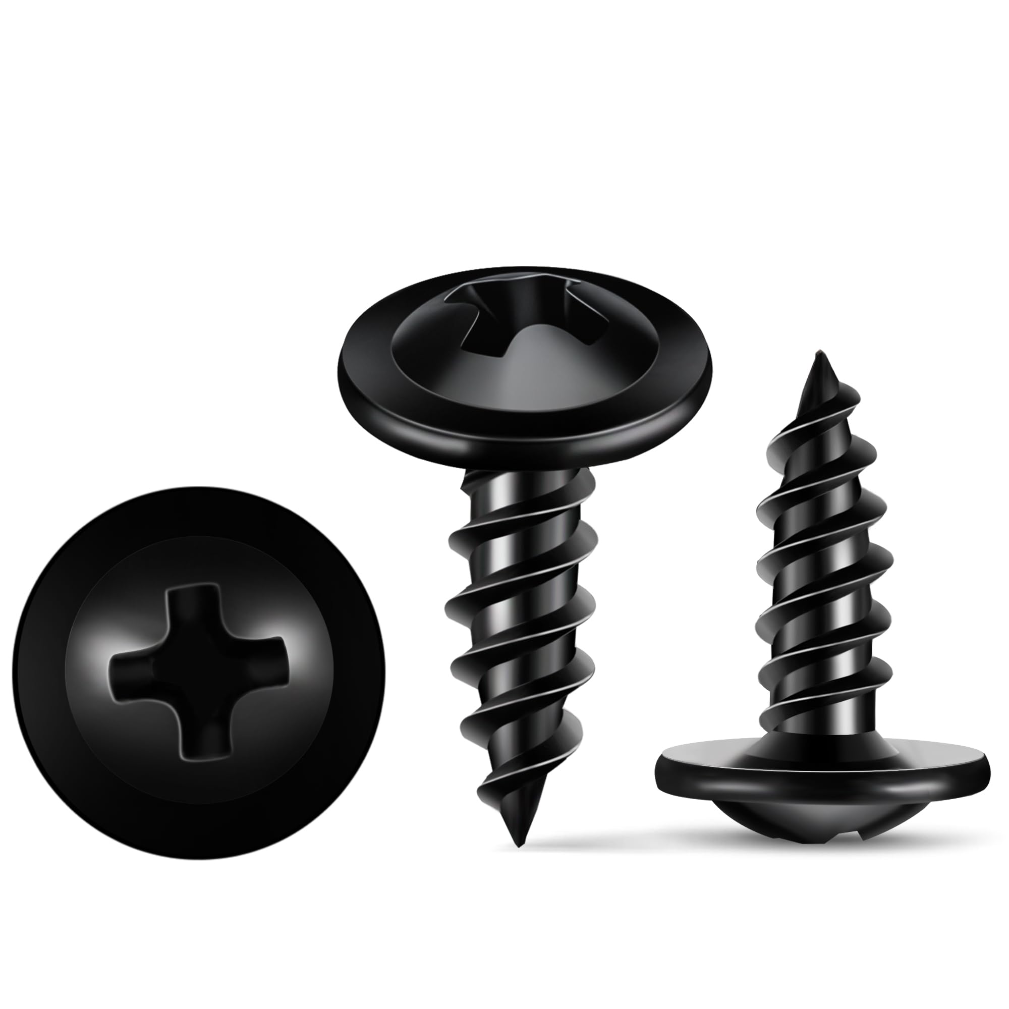 400 PCS Black Washer Head M4.2 X 12 mm Wood Screws, Hardened Steel Multipurpose Screw