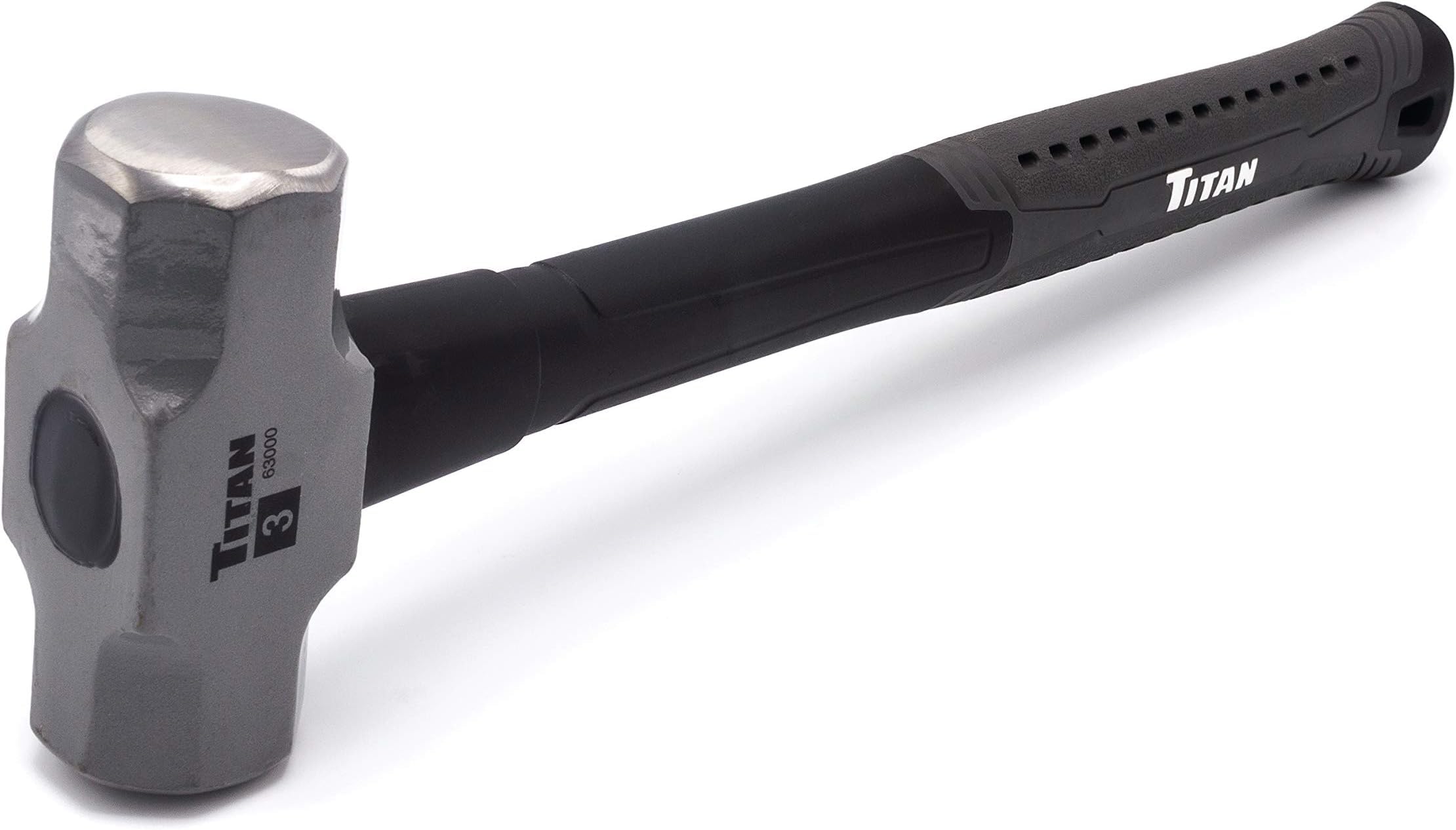 Titan 63000 Hammer, Forged Steel Head, Overstrike Protection, Sledgehammer with 16" Shock Absorbing Fiberglass Handle with Textured Grip, 3lb Sledge (Pack of 12)