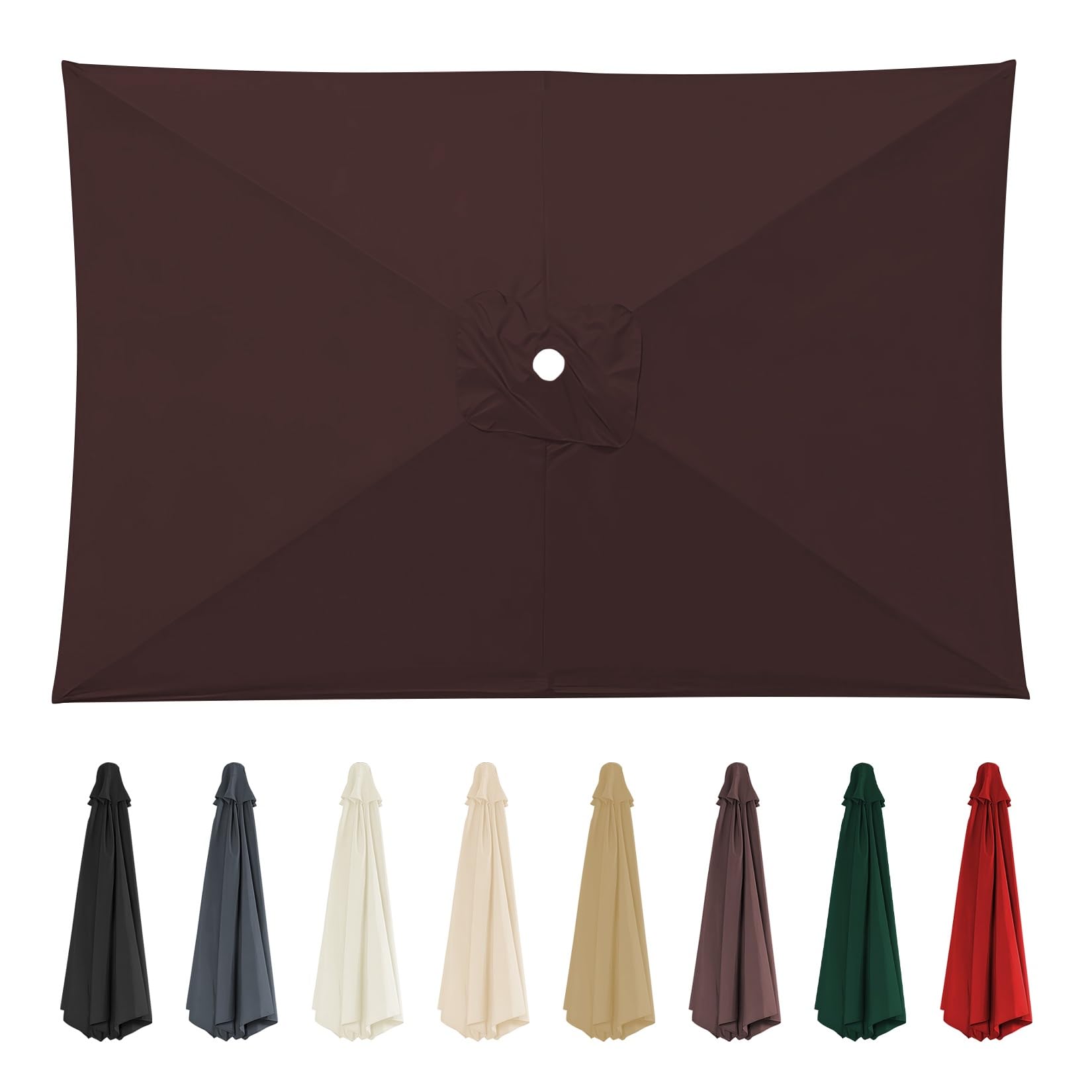 Parasol zewnętrzny, zapasowy baldachim, 2 m x 3 m, prostokątny, 6-żebrowy, pokrowiec na parasol tarasowy, wodoodporna tkanina chroniąca przed promieniowaniem UV, idealna na parasole na słup środkowy