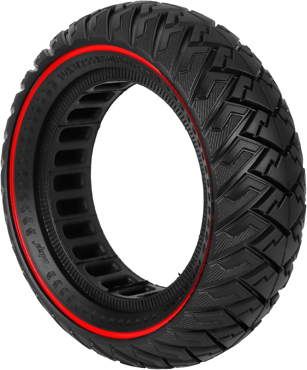 10x3, 80/65-6, 255x80 10" Off-Road Honeycomb Tire, 10-inch Air Pocket Non-Pneumatic Solid Tyre w/Slot 42mm Replacement for Kaabo VSETT KUGOO Electric Scooter Wheel Parts (Red) (1)