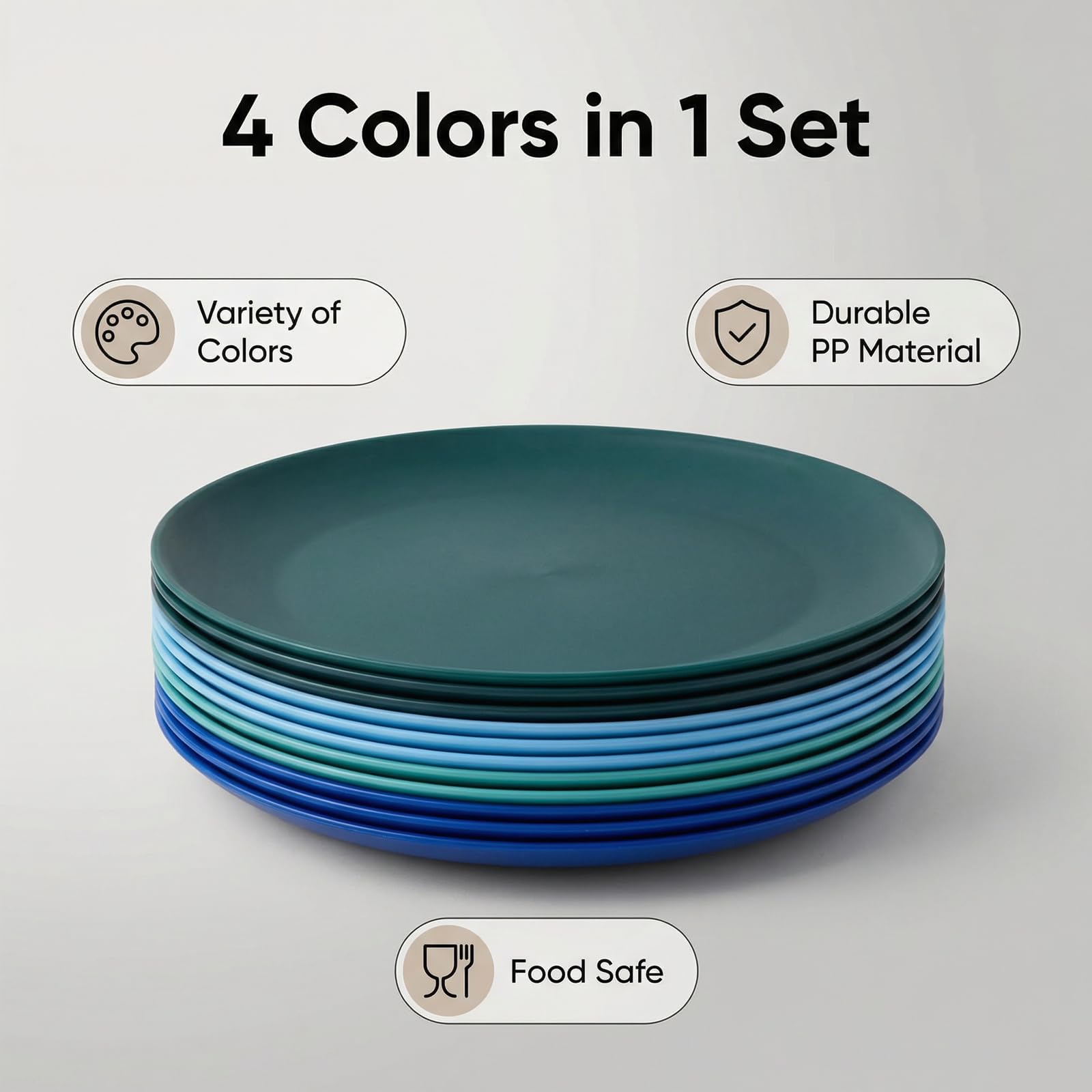 AOYITE Platos de plástico reutilizables, irrompibles, juego de 12, sin BPA, aptos para microondas y lavavajillas, platos de fiesta para cualquier ocasión, barbacoa, viajes, eventos (costero)