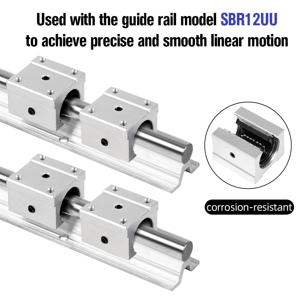 4 Pièces Roulement à Billes Linéaire Bloc de Roulement SBR16UU Glissière Linéaire Aluminium pour Imprimante 3D, CNC et Équipement de Précision