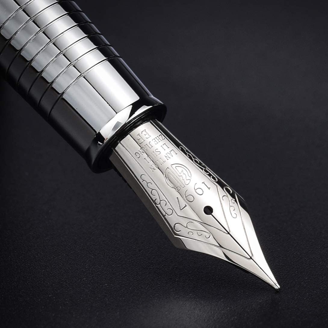 Penna Stilografica Hongdian 6016, Legno Marrone, Pennino Extra Fine, Con Convertitore E Astuccio - 2