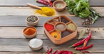 Nobel Plastic Square Masala Dabba,Spices,Rangoli Box Set including spoon- 7 Sections