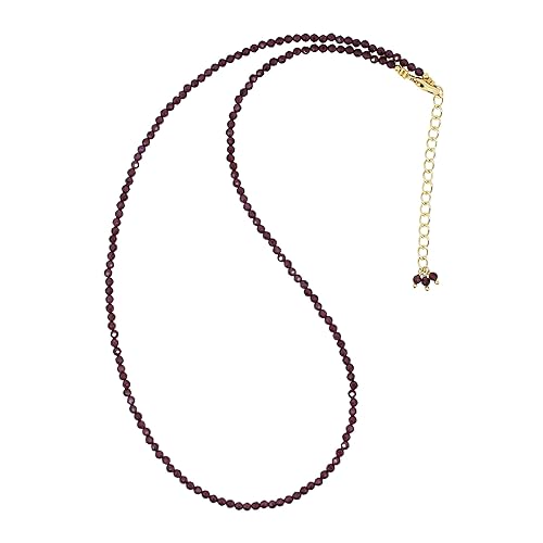 Miniatura 2 de Gempires Red Garnet Beaded Choker Necklace for Women, Garnet Faceted Beads 2.4-2.5 mm, Garnet Crystal Bead Necklace, January Birthstone, 14k Yellow