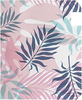 Seamless Dark Blue and Pink Tropical Palm Leaves and Flowers on White Magnetic Mailbox Cover, Oversized Fade Resistant Letter Post Wraps, Seasonal Outside Garden Home Outdoor Decor 25.5