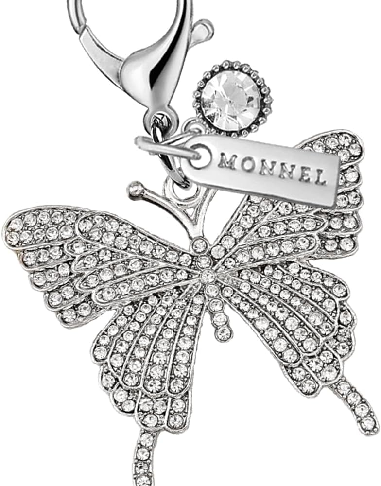 MC567 Big Crystal Butterfly Lobster Clasp Charm for Women with Velvet Bag (White,1 Piece) - Image 2