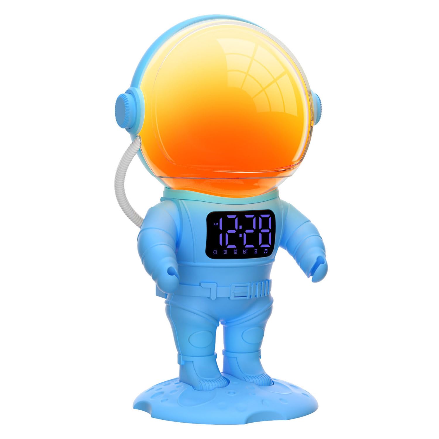 AFEXOA Budzik dla dzieci, budzik świetlny z 7 dzwonkami, drzemką, 21 kojącymi dźwiękami i timerem, budzik głośnikowy Bluetooth, wielokolorowa lampka nocna, prezent dla dziecka/chłopca/dziewczynki