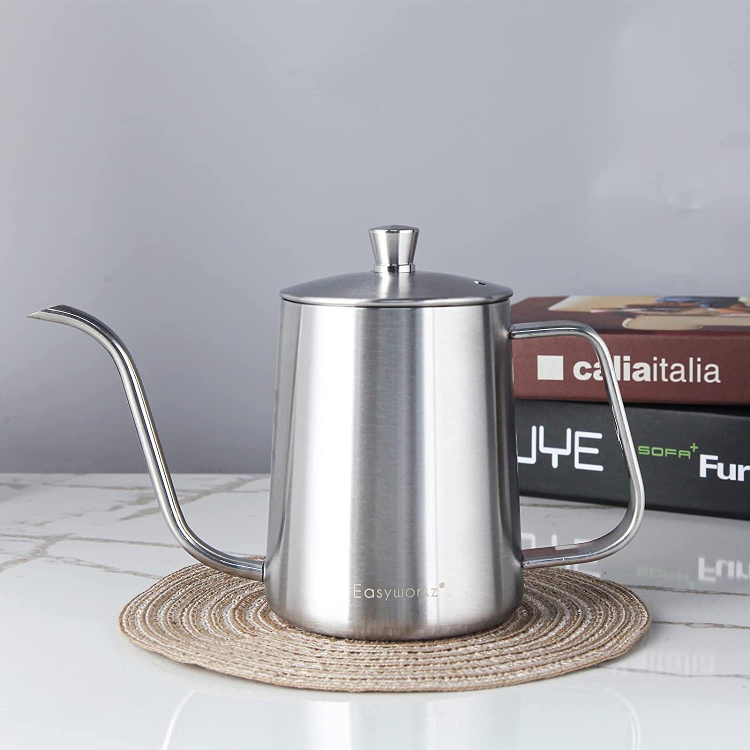 Easyworkz Gage Bollitore da caffè a Collo di Cigno in Acciaio Inossidabile con beccuccio Lungo, 600 ml